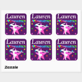 私パーソナライズされたは体操パープルステッカーが大好き スクエアシール (シート)