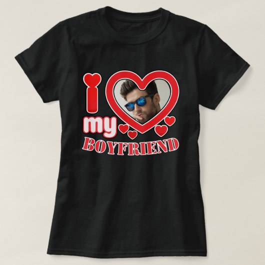 私パーソナライズされたは彼氏が大好き Tシャツ (デザイン正面)