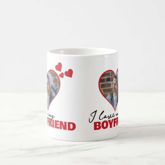私パーソナライズされたは彼氏のハート写真が大好き コーヒーマグカップ (中央)