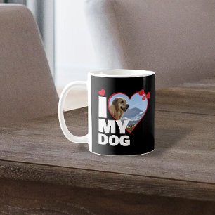 私パーソナライズされたは私の犬のハート写真が大好き コーヒーマグカップ