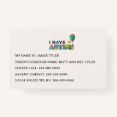 私パーソナライズされたは自閉症のIDを持っている バッジ (裏面)