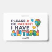 私パーソナライズされたは自閉症のIDを持っている バッジ (表面)