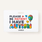 私パーソナライズされたは自閉症のIDを持っている バッジ (正面)