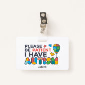 私パーソナライズされたは自閉症のIDを持っている バッジ (正面クリップ)