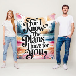 私パーソナライズされたは計画を知っているクリスチャン フリースブランケット