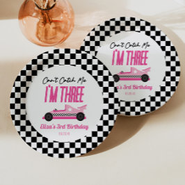 私ピンクのレースカー3rd誕生日パーティーをキャッチできない ペーパープレート