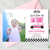 私ピンクのレースカー3rd誕生日パーティーをキャッチできない 招待状