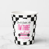 私ピンクのレースカー3rd誕生日パーティーをキャッチできない 紙コップ (正面)