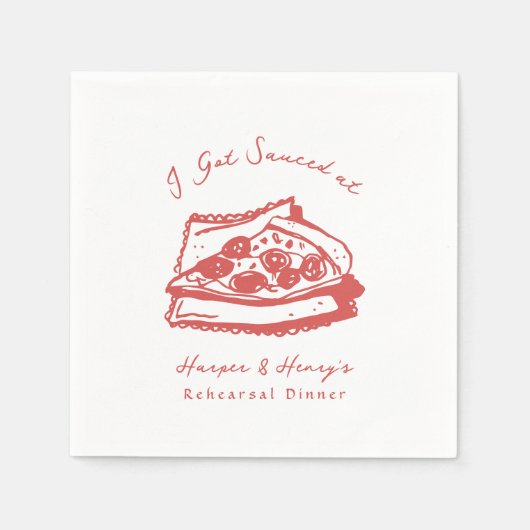 私ファンキーは得ピザのリハーサルの夕食をソース スタンダードカクテルナプキン (正面)