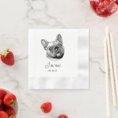 私フランスのもパーソナライズされたブルドッグ 縁ありカクテルナプキン (インサイチュ)