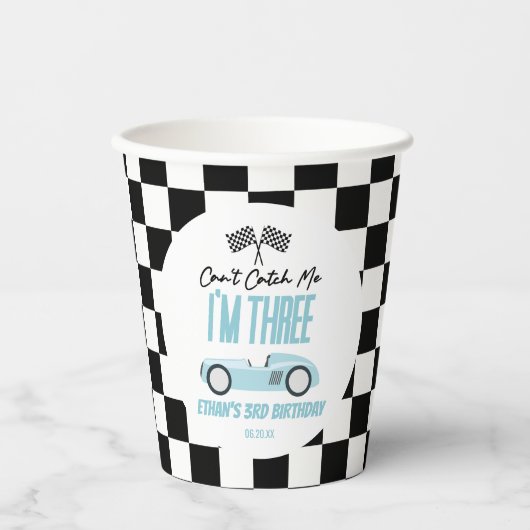 私ブルーレースカー3rd誕生日パーティーをキャッチできない 紙コップ (正面)