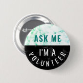 私ボランティ頼ア大理石ティール(緑がかった色)ブラック 缶バッジ (正面&裏面)