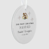 私モダンたちの初めてのクリスマス結婚したフォトセラミックス オーナメント (正面)
