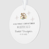 私モダンたちの初めてのクリスマス結婚したフォトセラミックス オーナメント (正面)