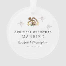 私モダンたちの初めてのクリスマス結婚したフォトセラミックス オーナメント