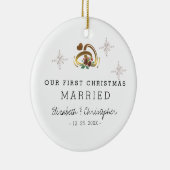 私モダンたちの初めてのクリスマス結婚した写真 セラミックオーナメント (右)
