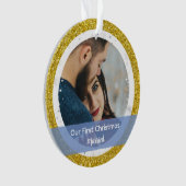 私モダンたちの初めてのクリスマス結婚した2枚 オーナメント (正面)