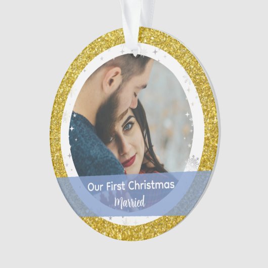 私モダンたちの初めてのクリスマス結婚した2枚 オーナメント (正面)