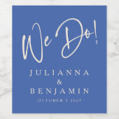 私モダンたちカスタムはエレガントフランスのブルー結婚ズ ワインラベル (シングルラベル)