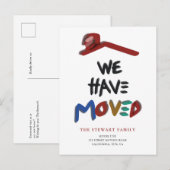 私モダンたちカラフルが移動した手書き 案内ポストカード (正面/裏面)