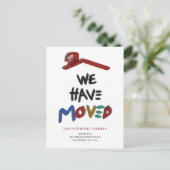 私モダンたちカラフルが移動した手書き 案内ポストカード (スタンド正面)