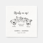 私モダンに4ペット犬のナプキン結婚を飲む スタンダードカクテルナプキン (正面)