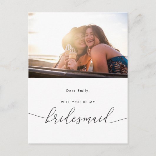 私モダンのエレガント花嫁の写真を撮ってくれないか インビテーションポストカード (正面)