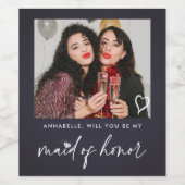 私モダンのメイド・オブ・オーナー（花嫁付き添い人）写真 ワインラベル (シングルラベル)