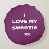 私モダンは可愛い恋人XX紫のカッコいい可愛いラウンド ラウンドクッション (裏面)