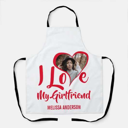 私モダンは彼女が大好き |ハート写真 エプロン (正面)