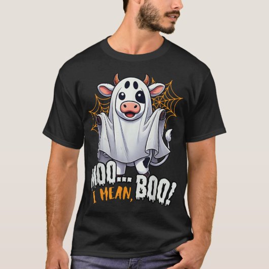私モーはブー牛の幽霊ハロウィーン2025の衣装を意味する Tシャツ (正面)