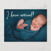 私ユニークはおもしろい男の赤ちゃん写真誕生 案内ポストカード (正面)