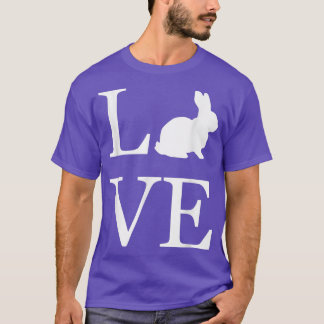 私ラビットバニーシルエット動物愛好家ホワイト Tシャツ