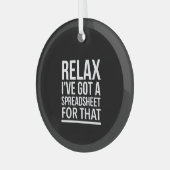 私リラックスはそのた得めのスプレッドシートを持っている ガラスオーナメント (正面左)