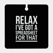 私リラックスはそのた得めのスプレッドシートを持っている メタルオーナメント (裏面)