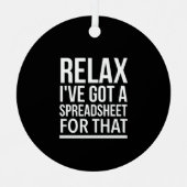 私リラックスはそのた得めのスプレッドシートを持っている メタルオーナメント (正面)
