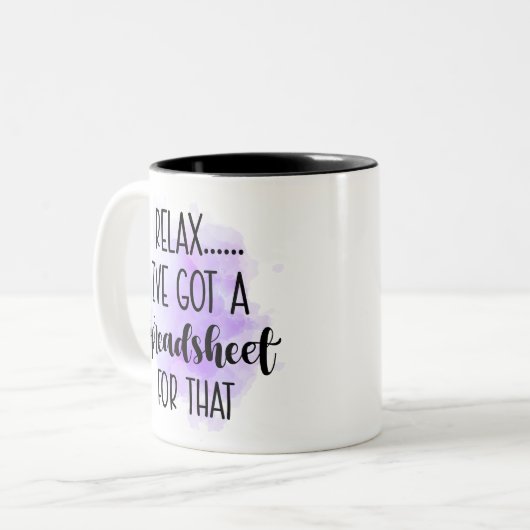 私リラックスは表計算得ソフトを持っている ツートーンマグカップ (正面左)