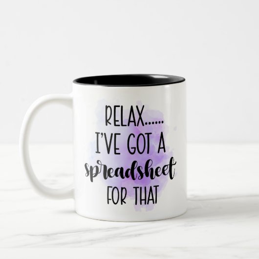 私リラックスは表計算得ソフトを持っている ツートーンマグカップ (左)