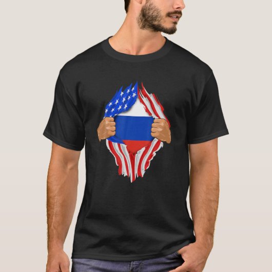 私ロシアのの中の血 |ロシア国旗のギフト Tシャツ (正面)