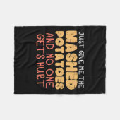 私与えがジャガイモをマッシュおもしろい感謝男性の子供 フリースブランケット (正面(横))