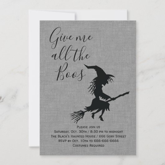私与えは全てのボスリネンハローウィンパーティ 招待状 (正面)
