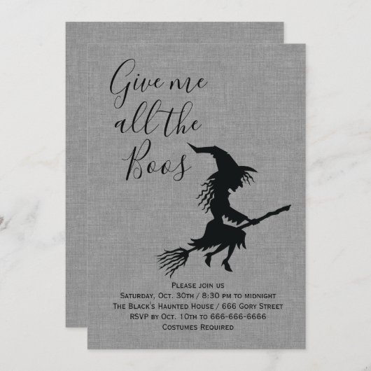 私与えは全てのボスリネンハローウィンパーティ 招待状 (正面/裏面)