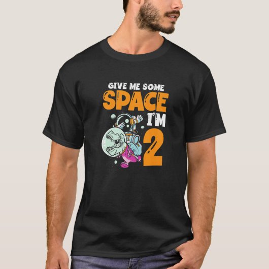 私与えは2人の宇宙飛行士の宇宙ハッピーハッピーゲーム Tシャツ (正面)