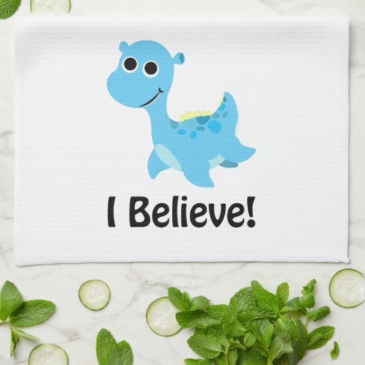 私信じ!かわいいブルーネッシー キッチンタオル (折り畳み)