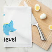 私信じ!かわいいブルーネッシー キッチンタオル (四つ折り)