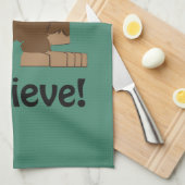 私信じ!かわいい太い足 キッチンタオル (四つ折り)