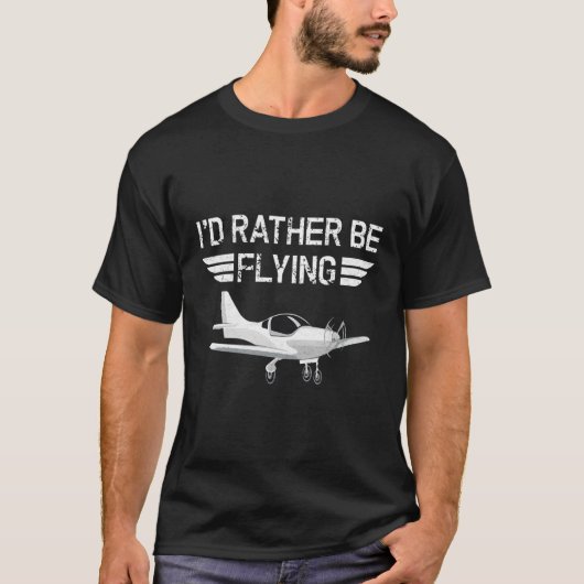 私動揺しては飛行機のペイ飛んでいるルだおもしろいろう Tシャツ (正面)
