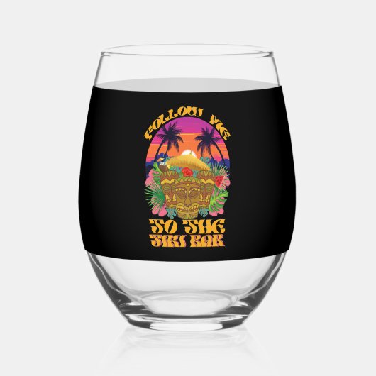 私後を追はティキバーハワイアンルアウ(ハワイ式宴会)パーティー ステムなしワイングラス (正面)