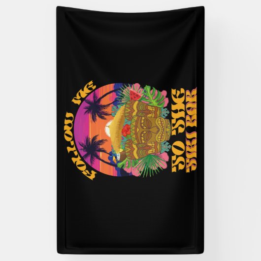 私後を追はティキバーハワイアンルアウ（ハワイ式宴会）パーティー 横断幕 (縦)