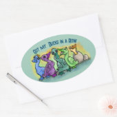 私得のアヒルが一列に！ 楕円形シール (封筒)